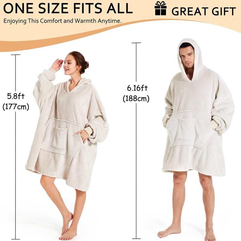 REDESS Blanket Hoodie Sweatshirt, Wearable Blanket Oversized Sherpa with Sleeves and Giant Pocket, Cozy Hoodie for Adult Kids - Image 5